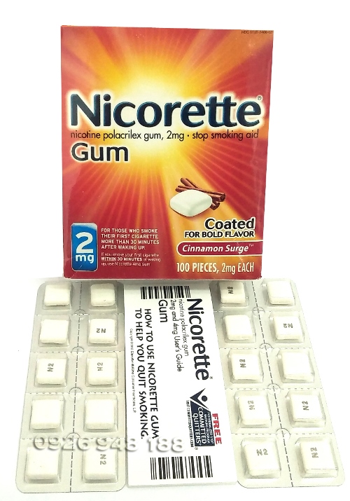 Cai thuốc lá của Mỹ Nicorette 2mg